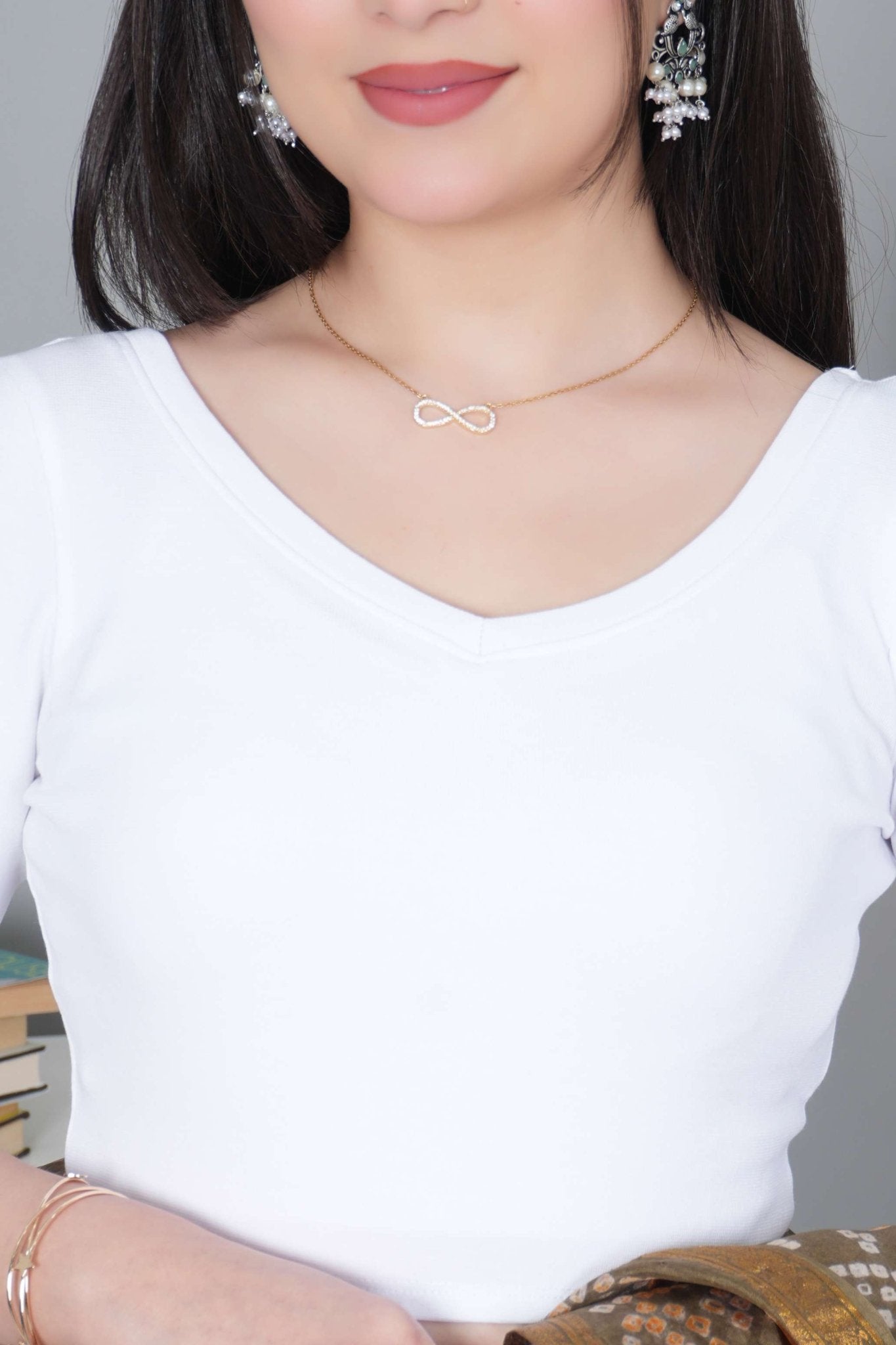 White Rib V Neck 3/4 Sleeve Blouse [ 100% USA HQ Cotton, 280 GSM non transparent fabric ] - Rib blouse