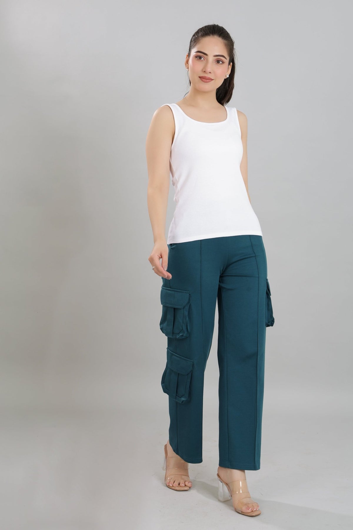 White square neck tank top [ 280 GSM non transparent fabric ] -Rib top