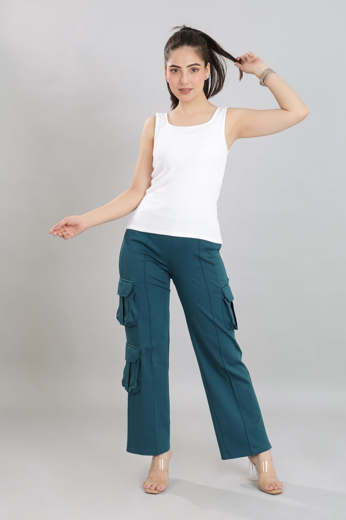 White square neck tank top [ 280 GSM non transparent fabric ] -Rib top