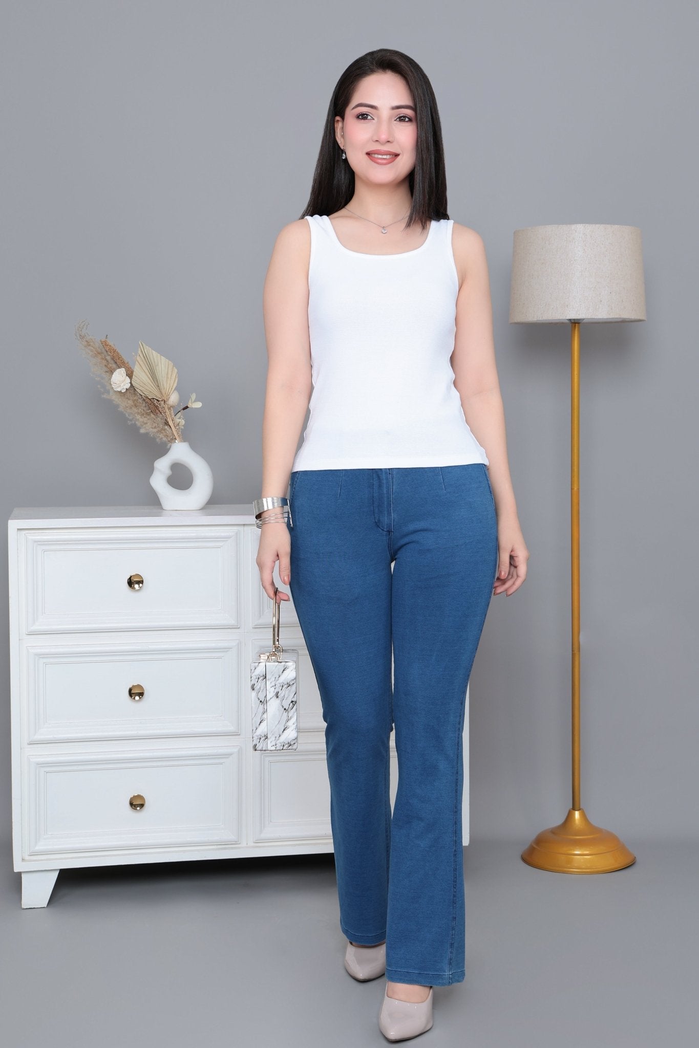 White square neck tank top [ 280 GSM non transparent fabric ] -Rib top