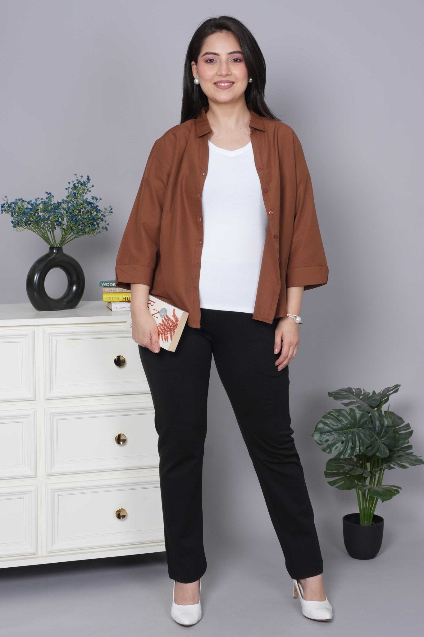 White Stretchable V Neck Rib T Shirt [ 100% USA HQ Cotton, 280 GSM non transparent fabric ] - Rib v neck t shirt