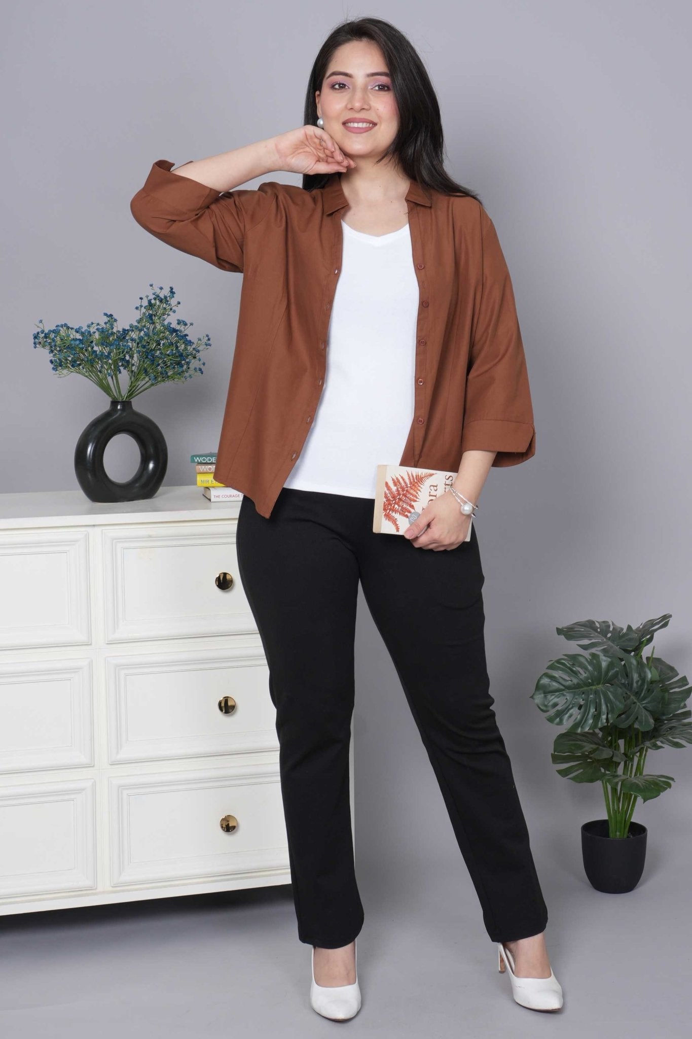White Stretchable V Neck Rib T Shirt [ 100% USA HQ Cotton, 280 GSM non transparent fabric ] - Rib v neck t shirt