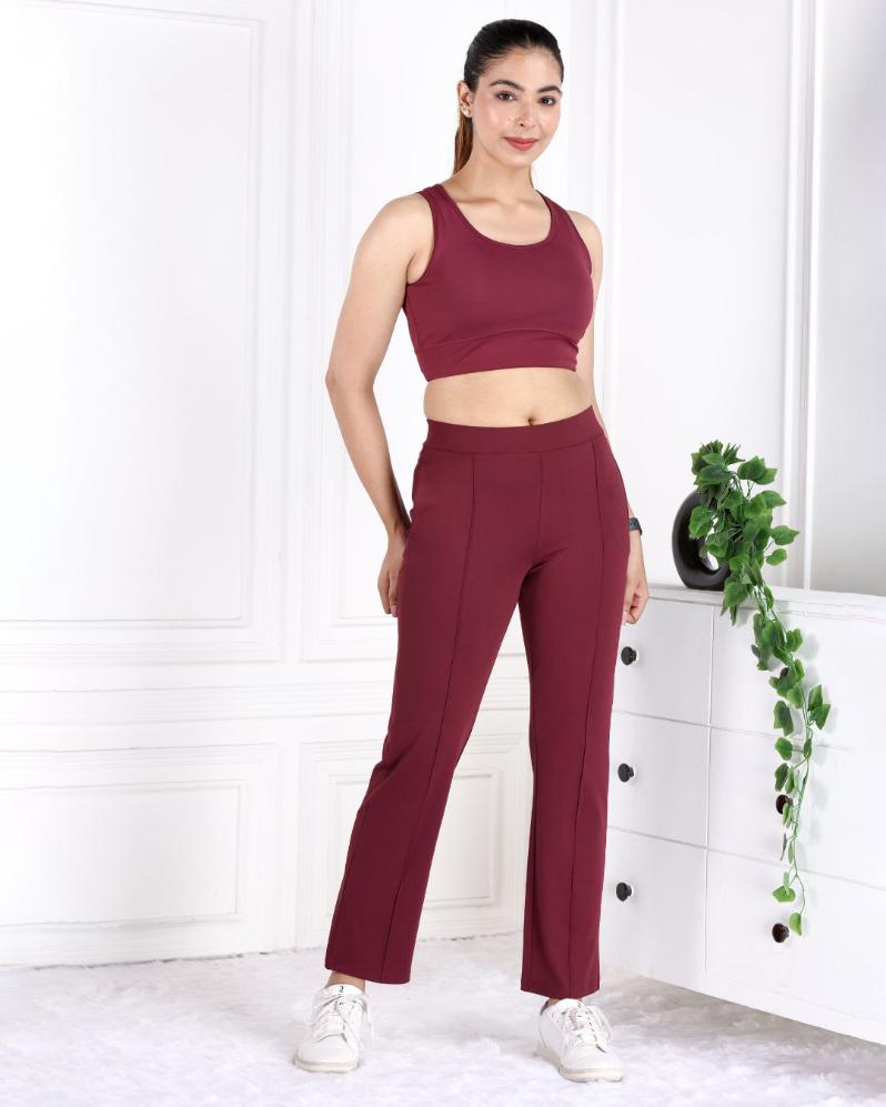 Wine Active Yoga Pant Straight fit - Active cigarette pencil pants