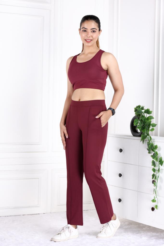 Wine Active Yoga Pant Straight fit - Active cigarette pencil pants