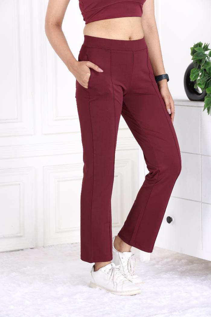 Wine Active Yoga Pant Straight fit - Active cigarette pencil pants