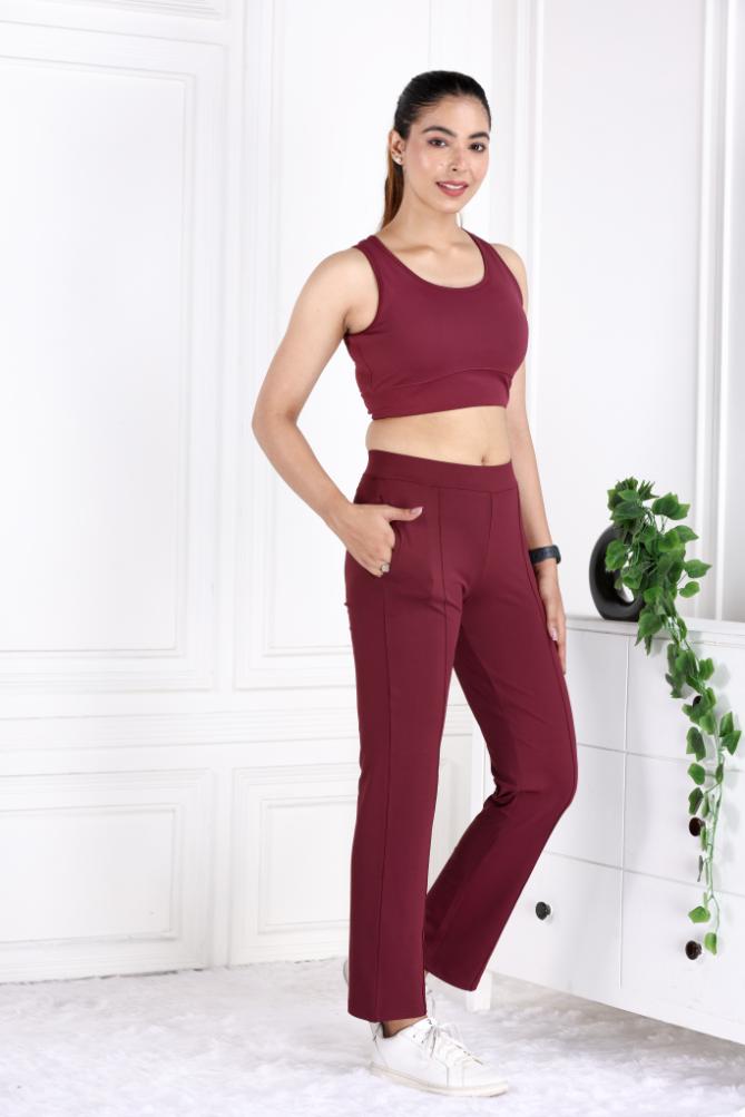 Wine Active Yoga Pant Straight fit - Active cigarette pencil pants