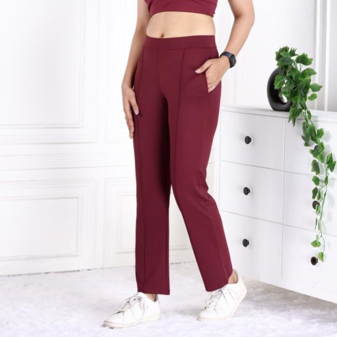 Wine Active Yoga Pant Straight fit - Active cigarette pencil pants