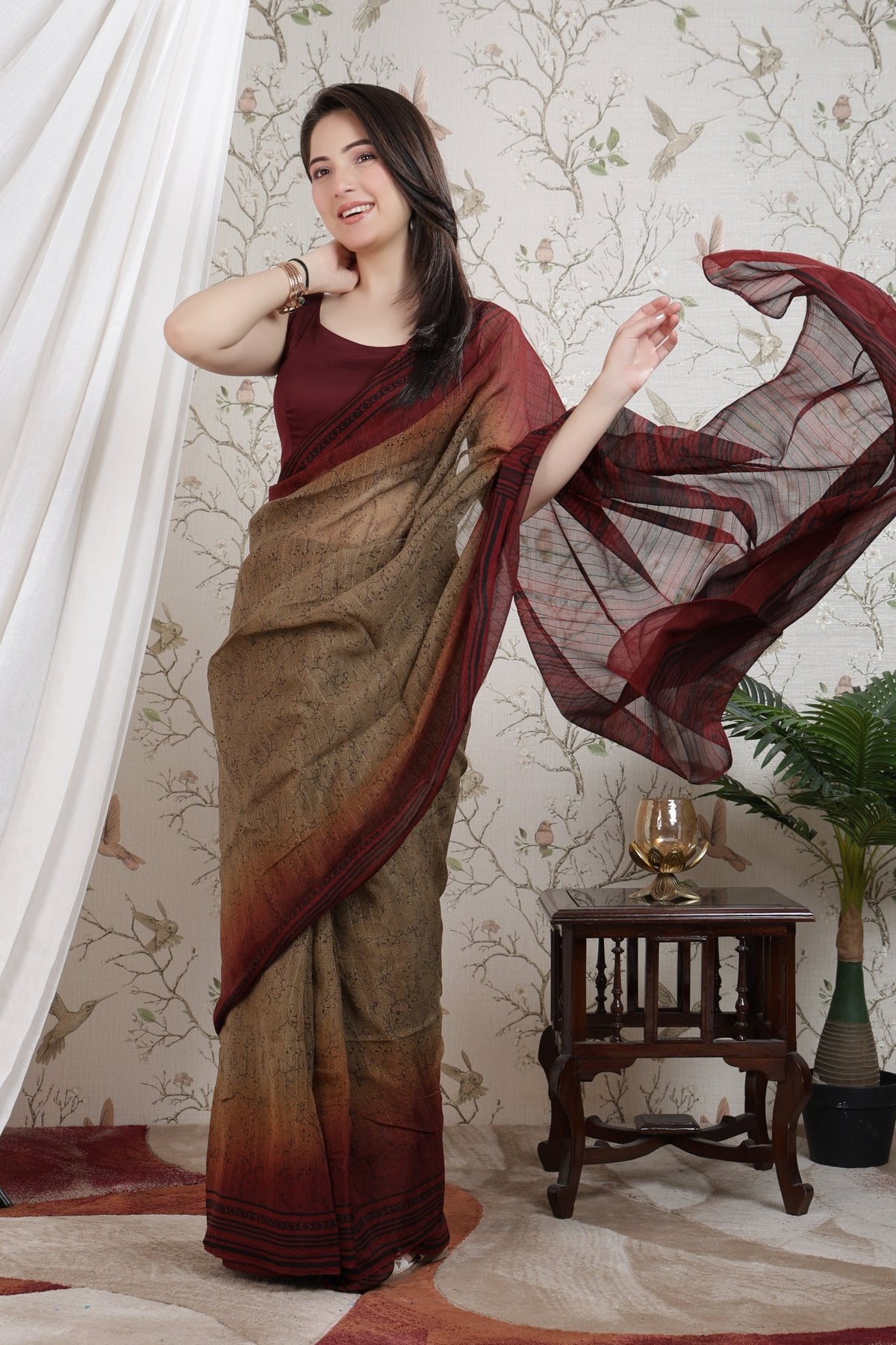 Wine blouse made from premium cotton -Blouse