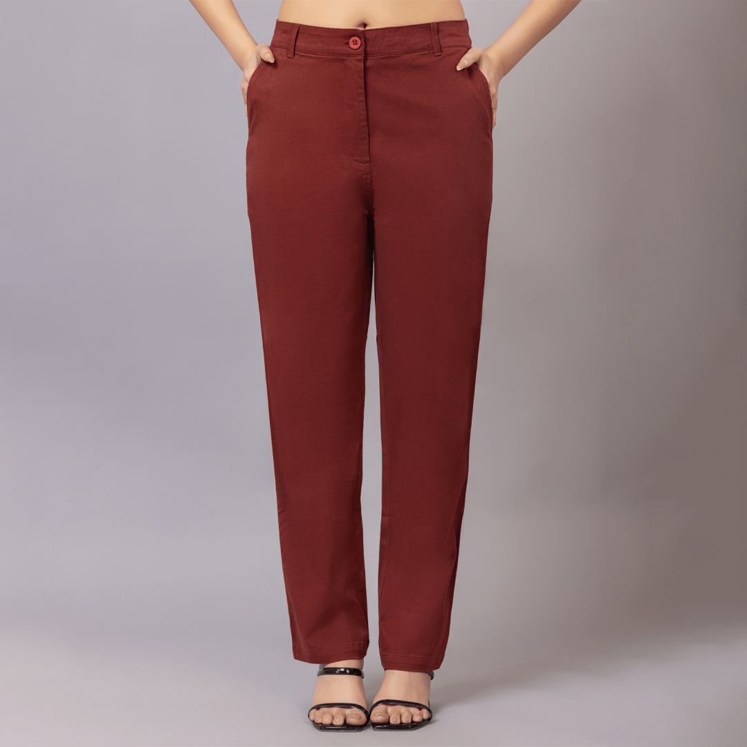 Wine chinos pants with extra comfort. [100% USA HQ Cotton Lycra] - Chinos