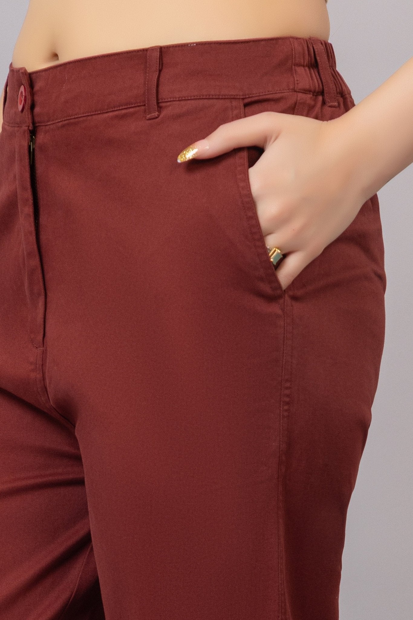 Wine chinos pants with extra comfort. [100% USA HQ Cotton Lycra] - Chinos