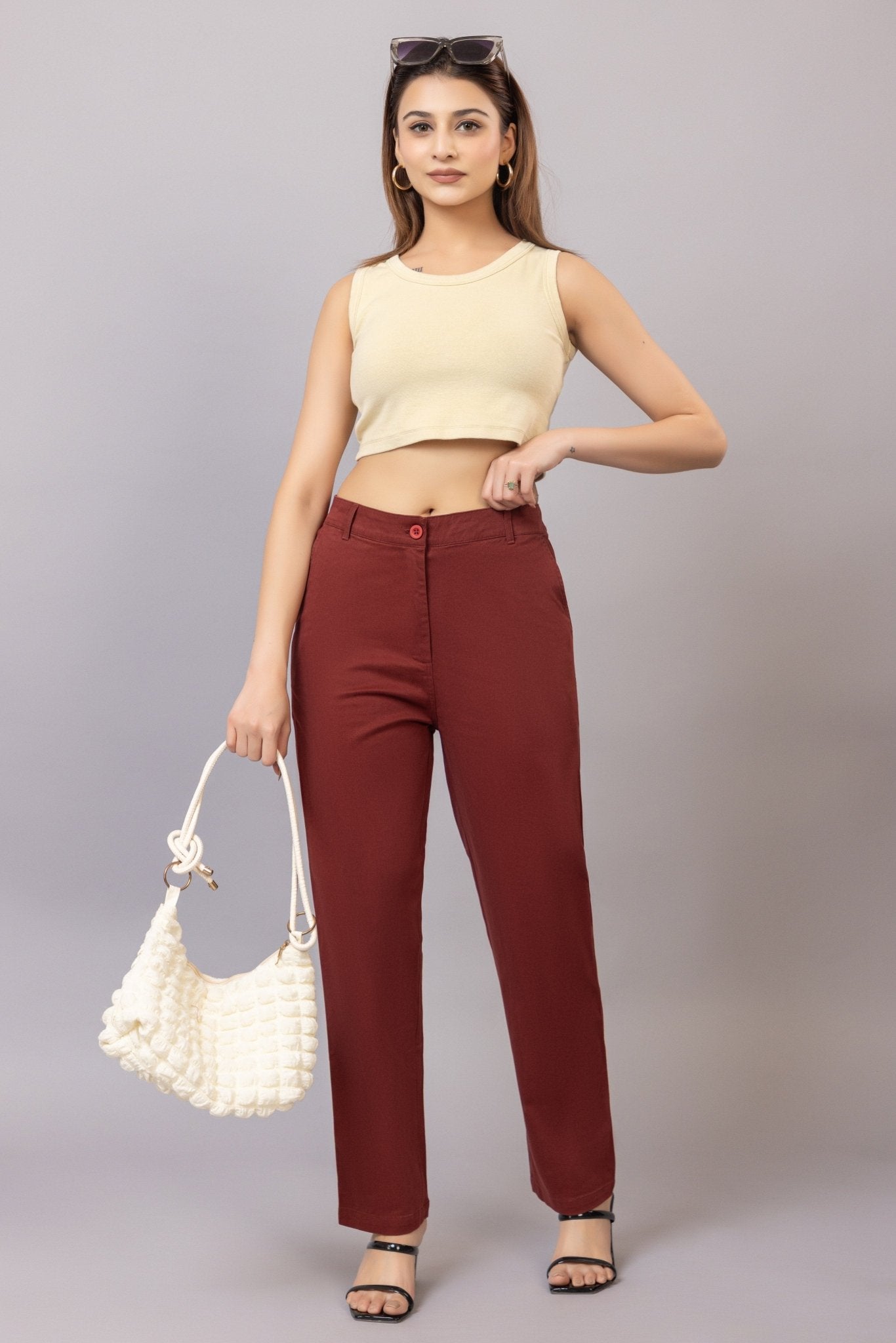 Wine chinos pants with extra comfort. [100% USA HQ Cotton Lycra] - Chinos