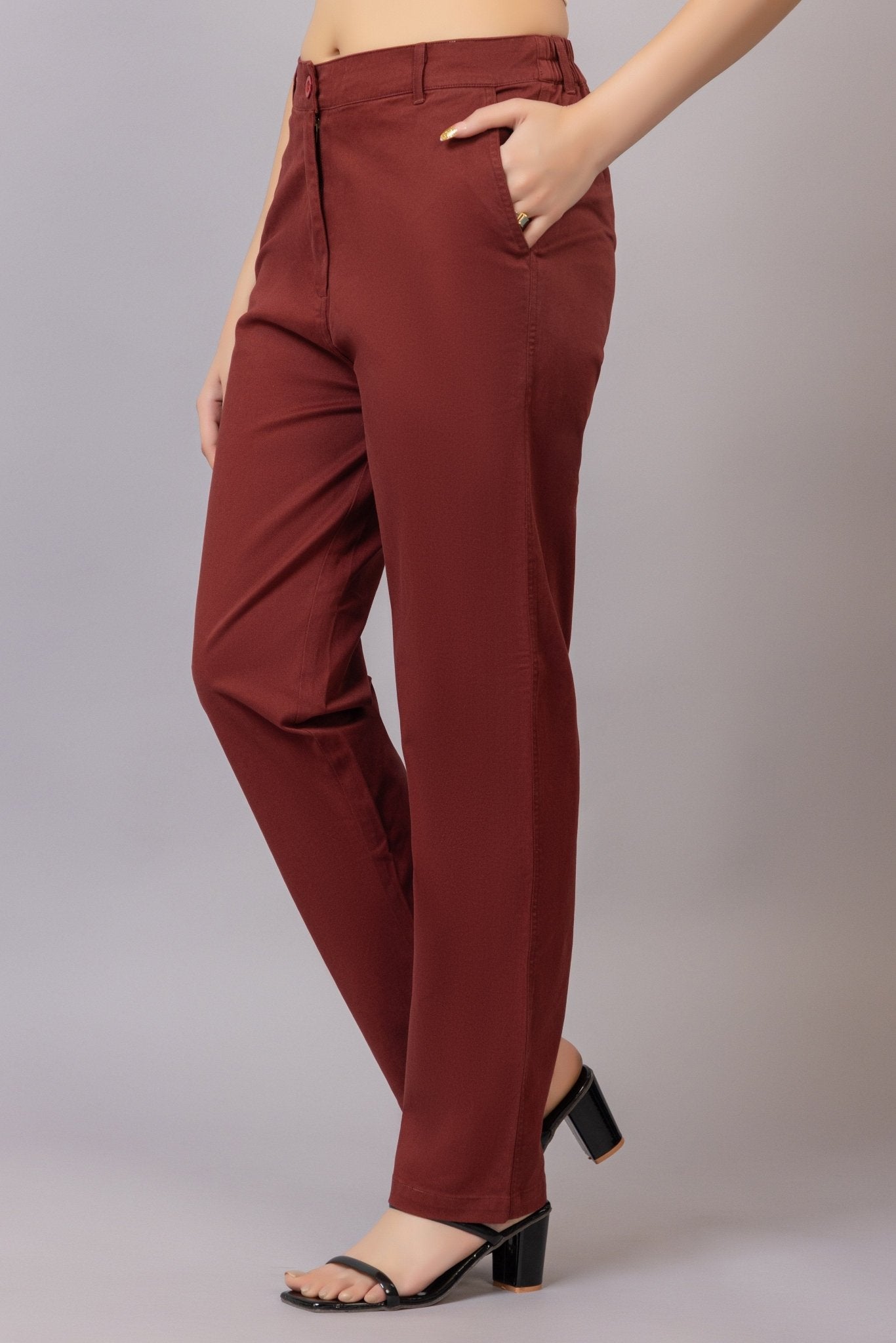 Wine chinos pants with extra comfort. [100% USA HQ Cotton Lycra] - Chinos