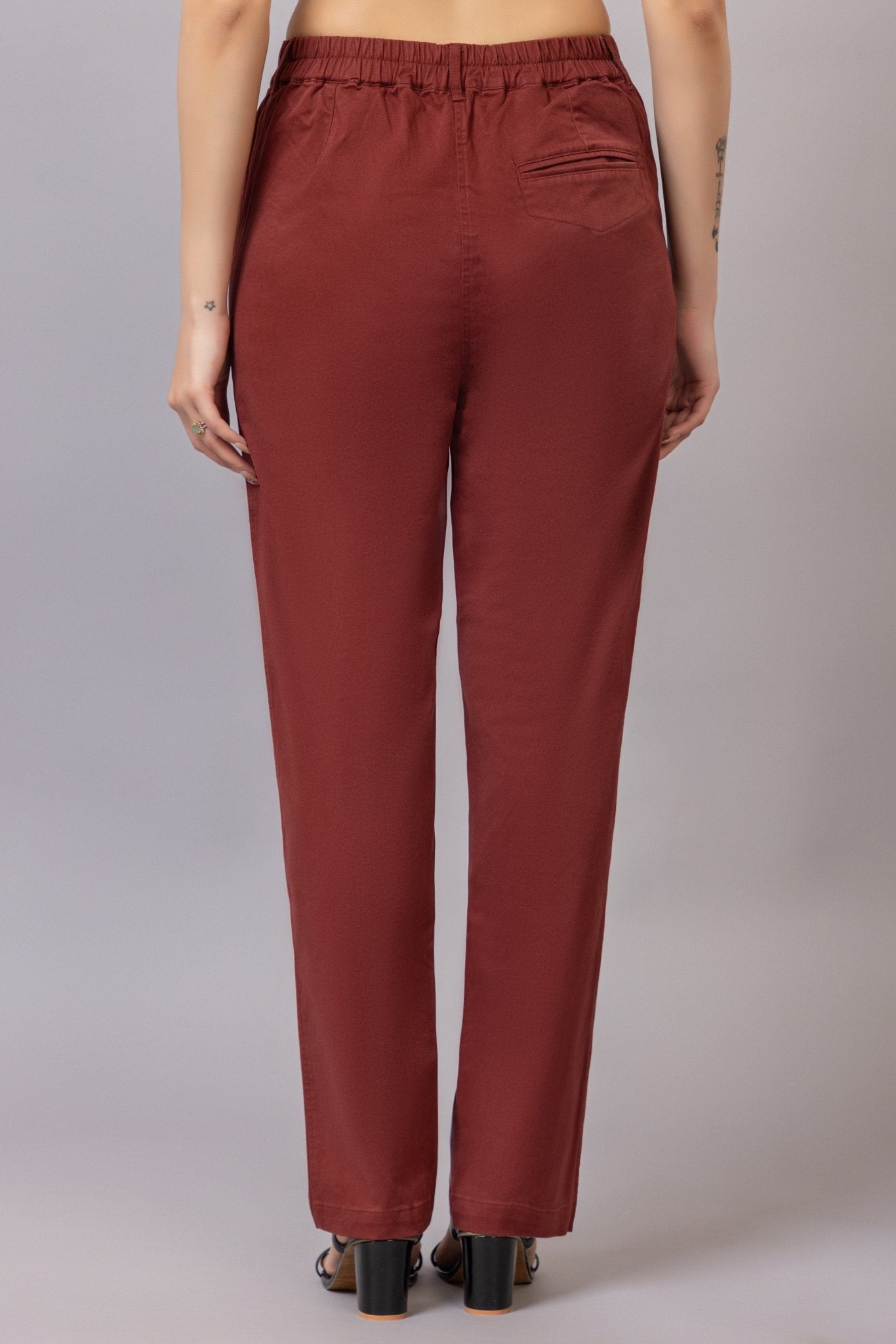 Wine chinos pants with extra comfort. [100% USA HQ Cotton Lycra] - Chinos
