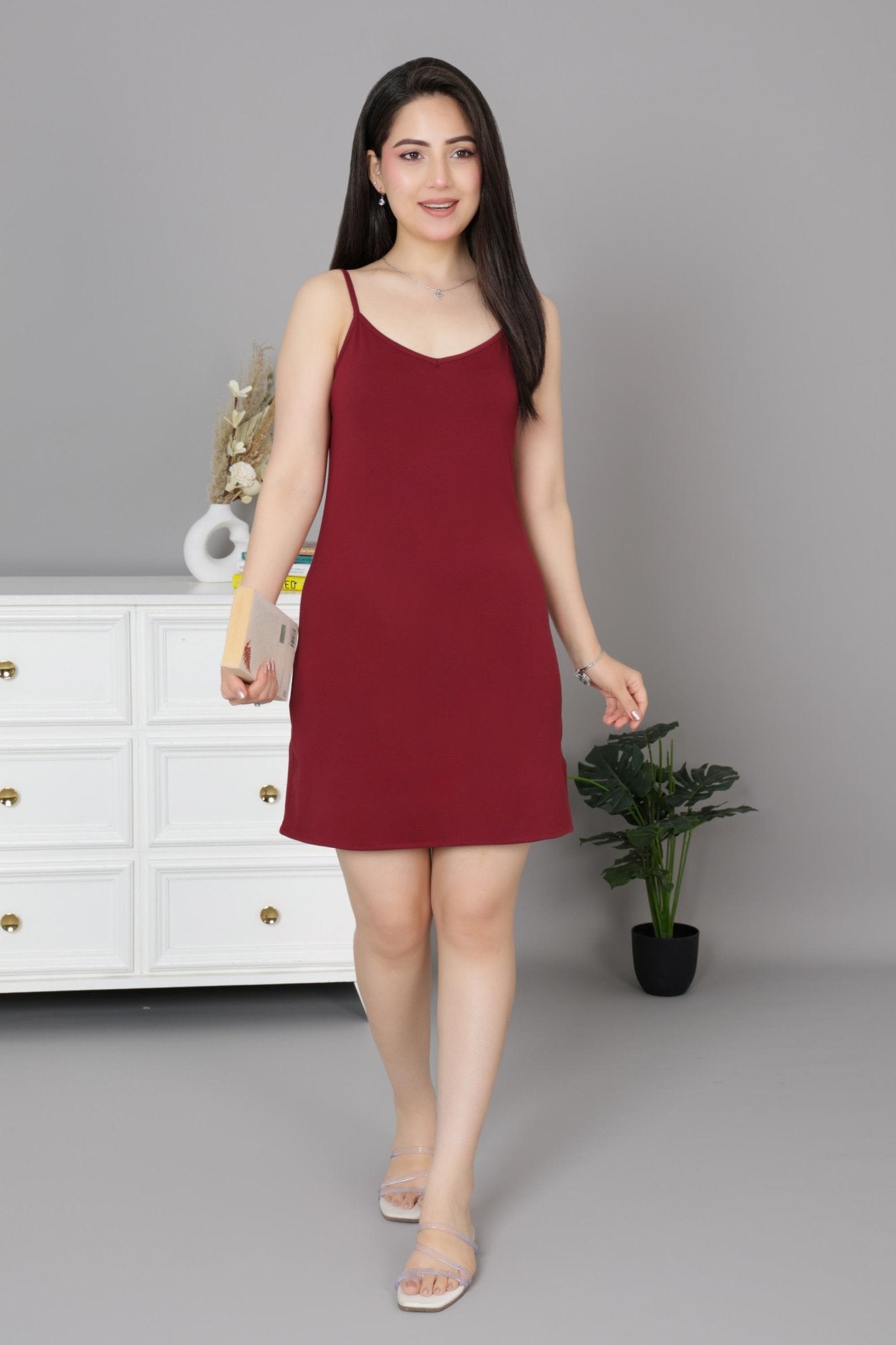Wine Cotton Kurti Slips [100% Cotton spandex] - Cotton kurti slips