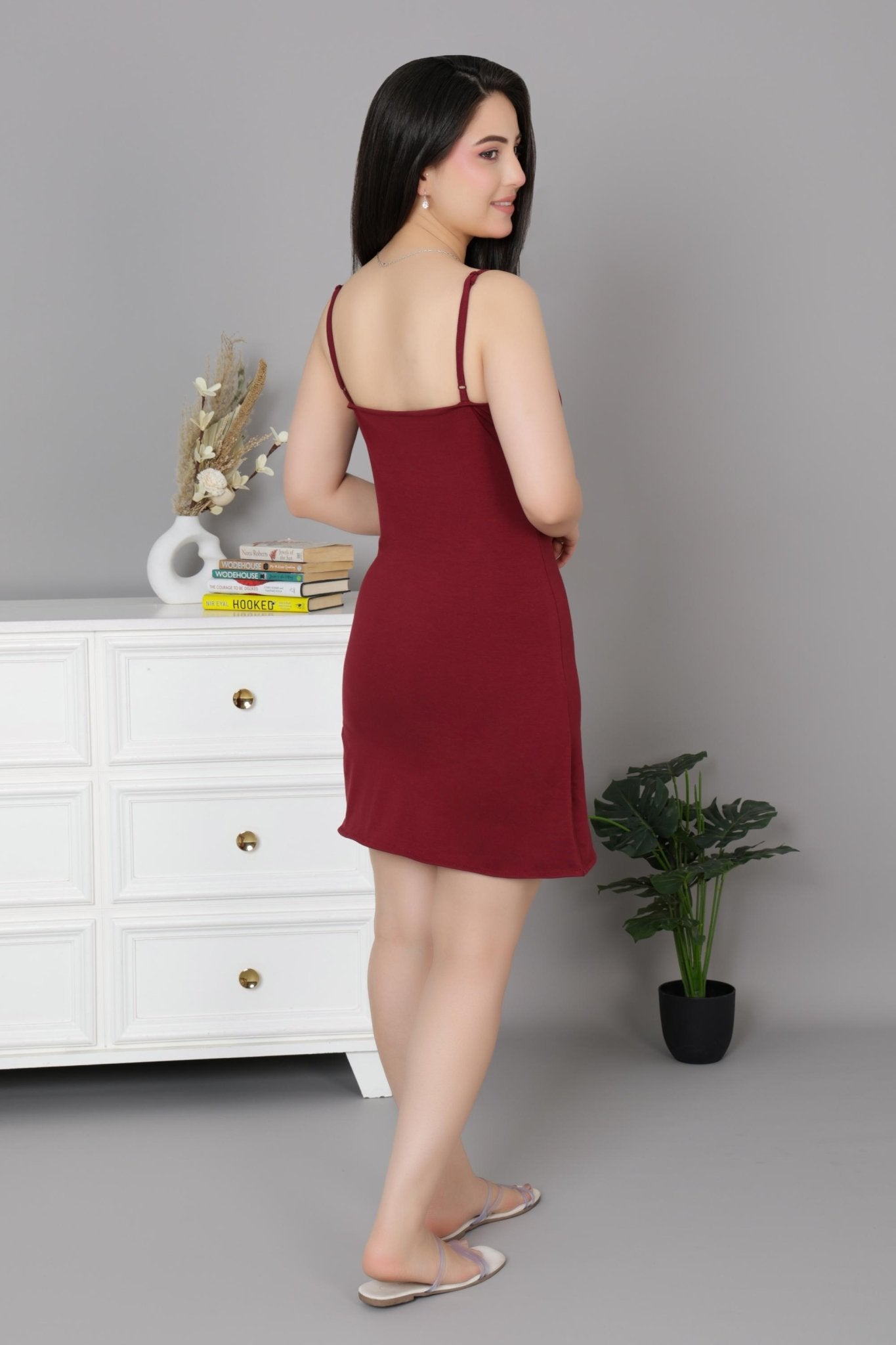Wine Cotton Kurti Slips [100% Cotton spandex] - Cotton kurti slips