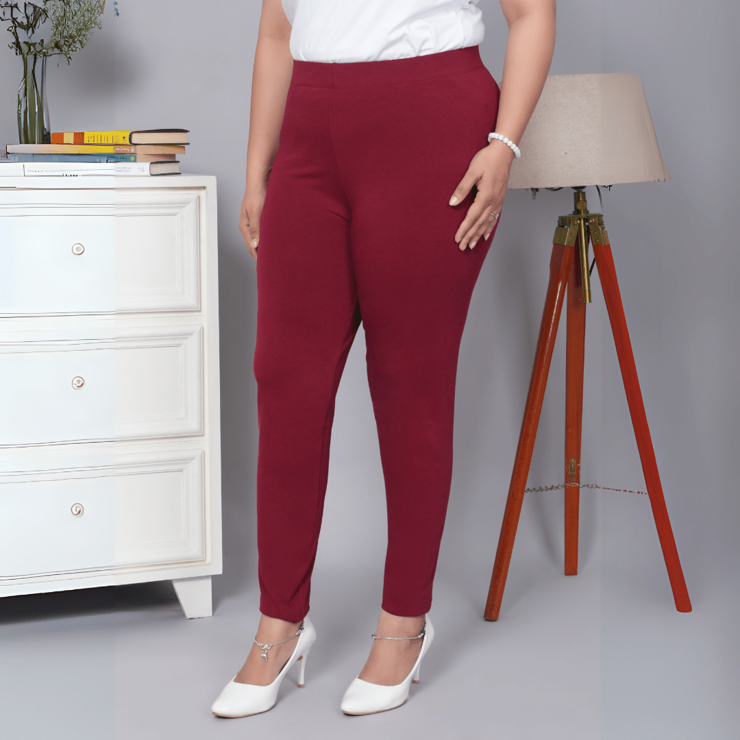 Wine cotton lycra legging - Cotton legging