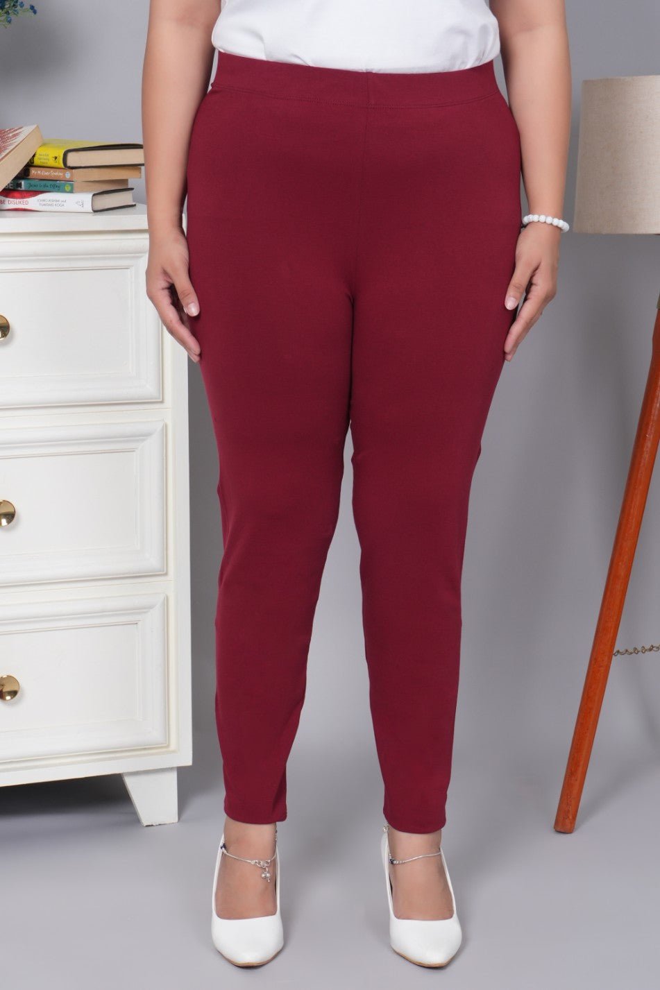 Wine cotton lycra legging - Cotton legging