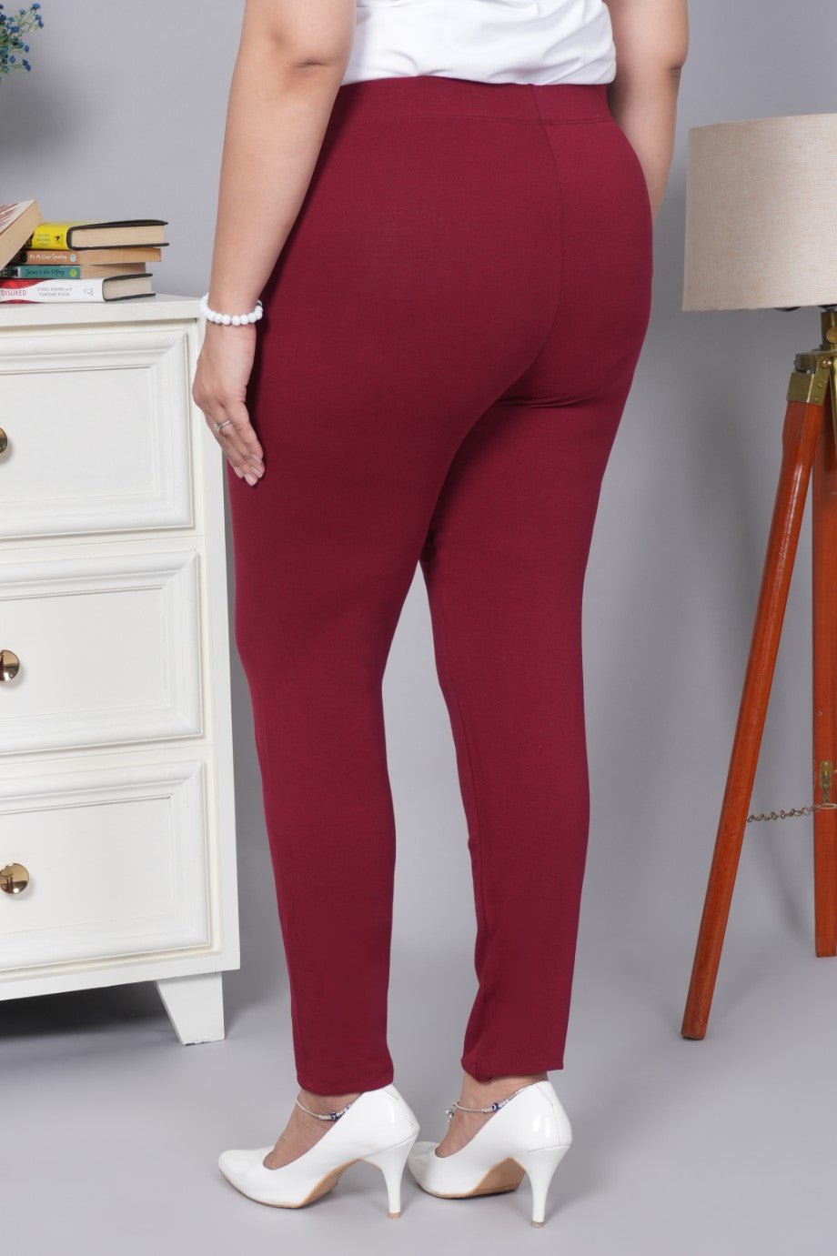Wine cotton lycra legging - Cotton legging