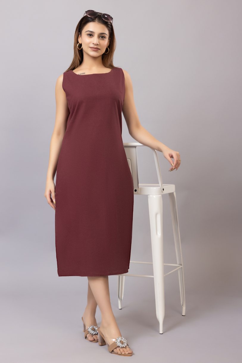 Wine cotton midi dress [100% pure cotton] - Cotton midi dress