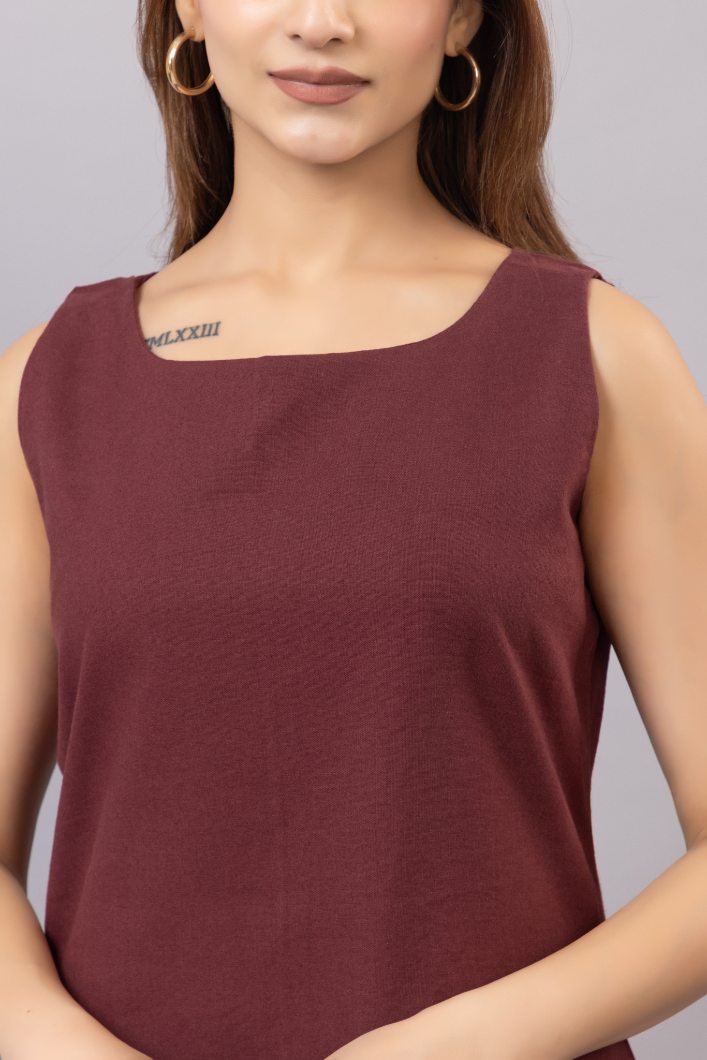 Wine cotton midi dress [100% pure cotton] - Cotton midi dress