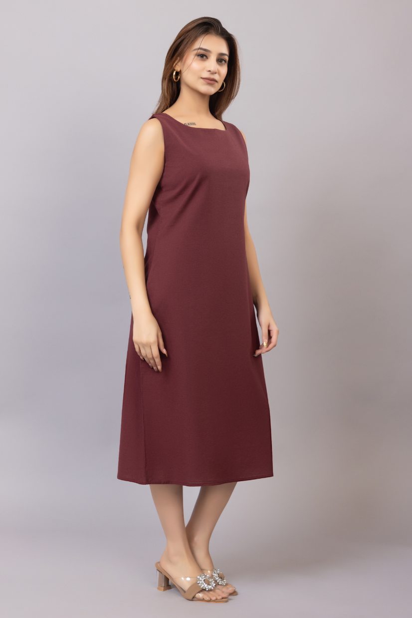Wine cotton midi dress [100% pure cotton] - Cotton midi dress