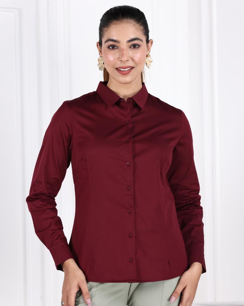 Wine Cotton Shirt - Cotton shirt