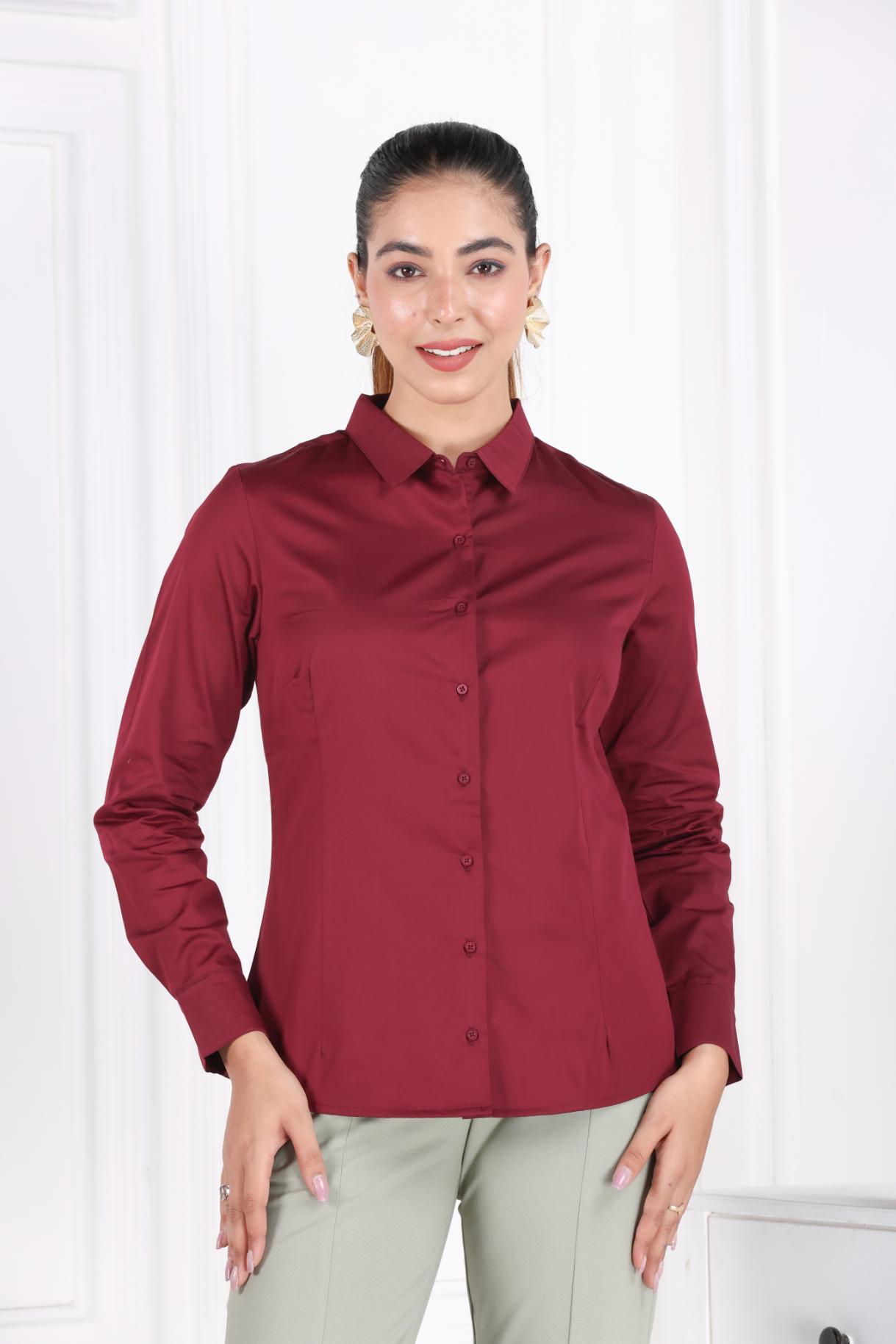 Wine Cotton Shirt - Cotton shirt