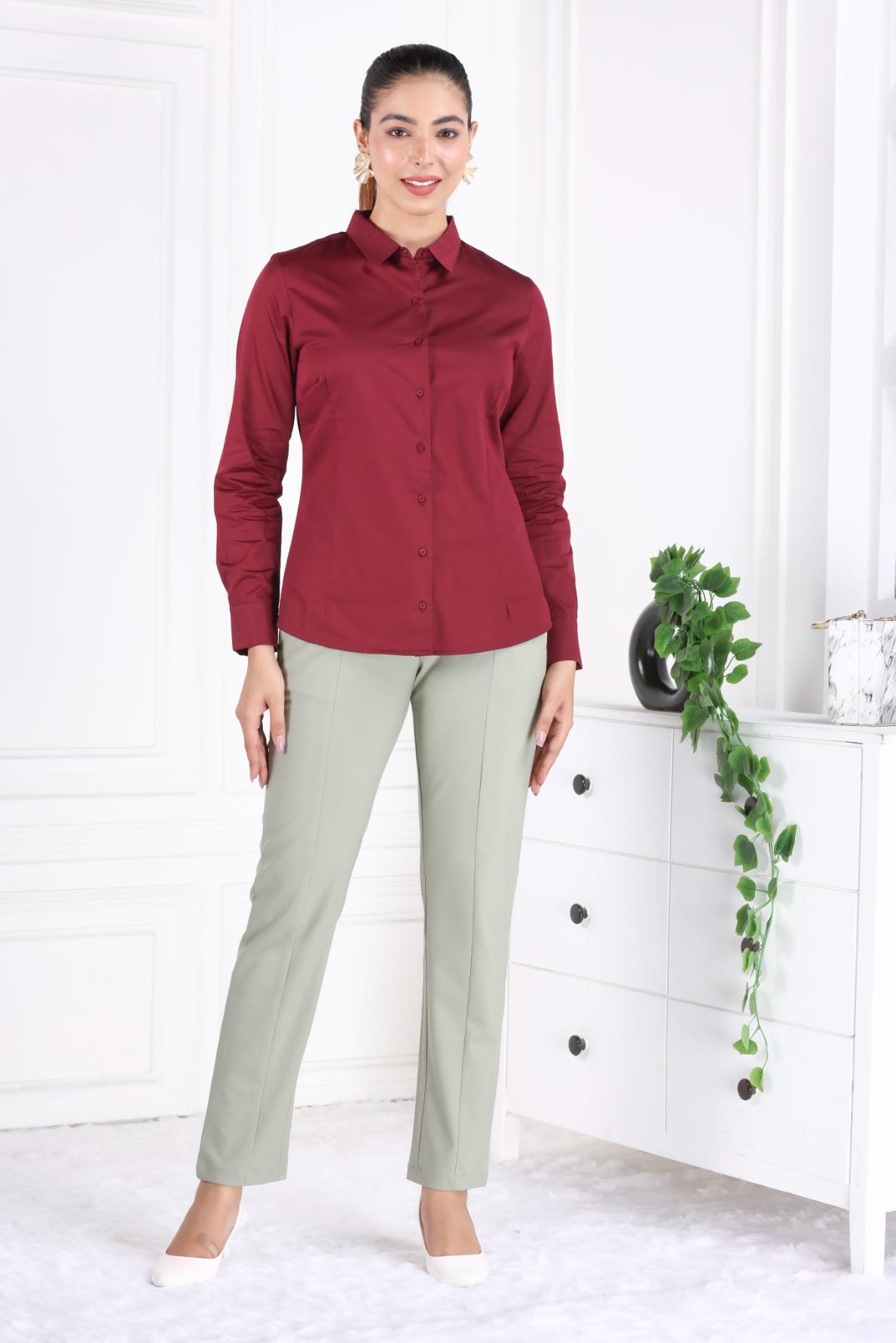 Wine Cotton Shirt - Cotton shirt