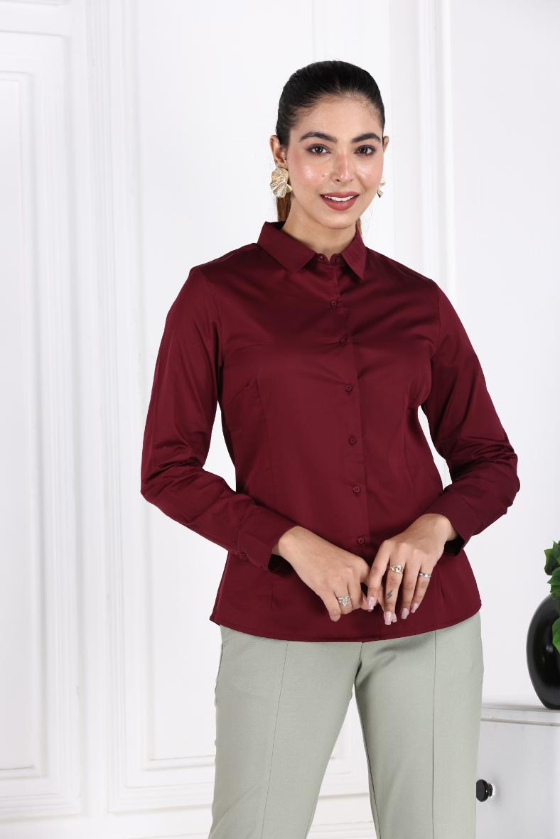 Wine Cotton Shirt - Cotton shirt