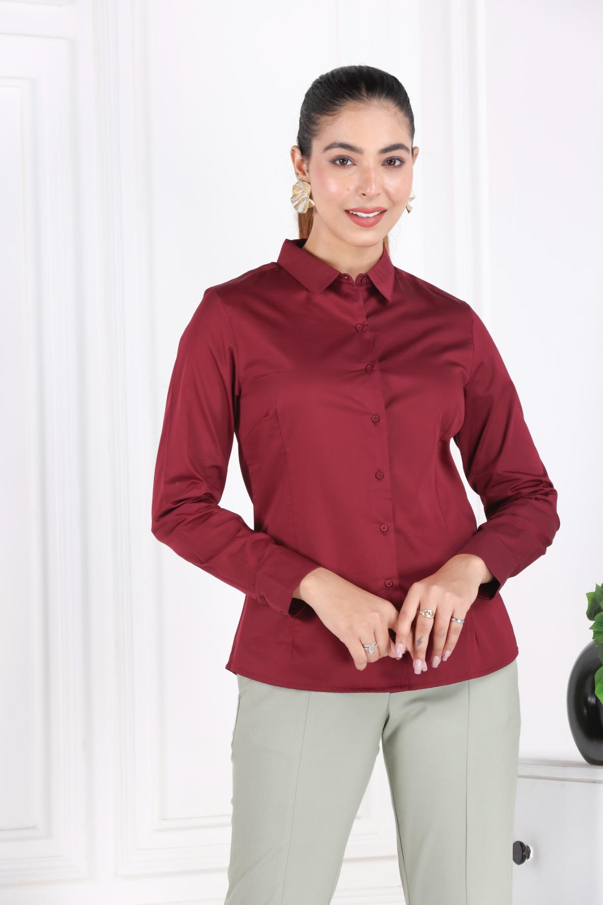 Wine Cotton Shirt - Cotton shirt