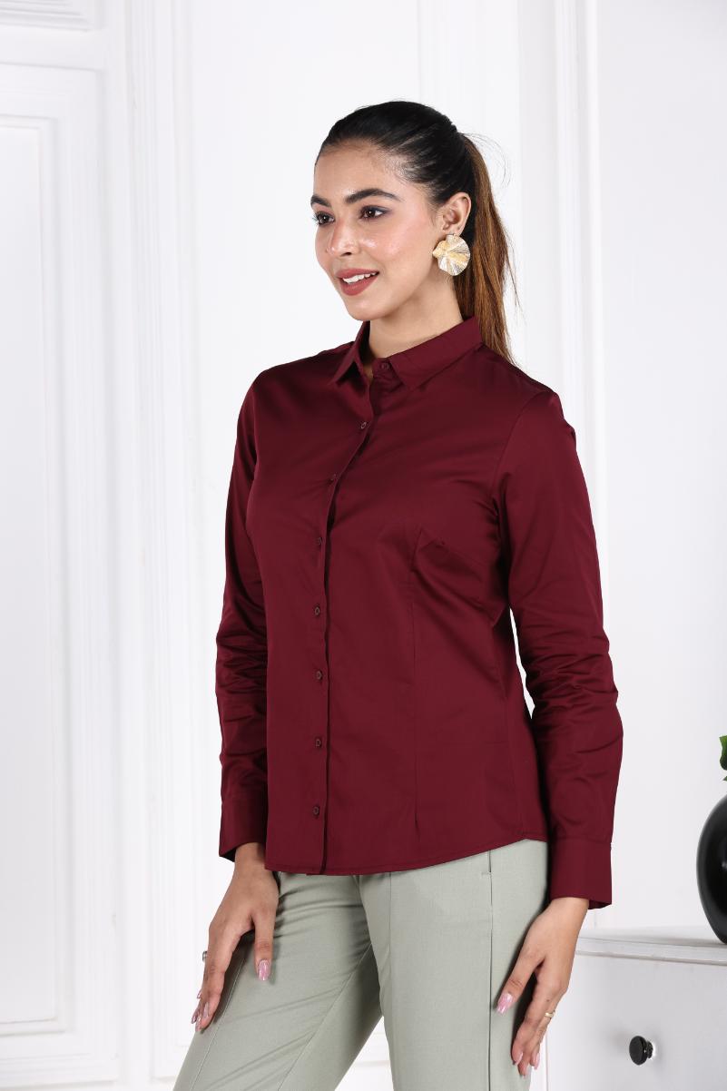 Wine Cotton Shirt - Cotton shirt