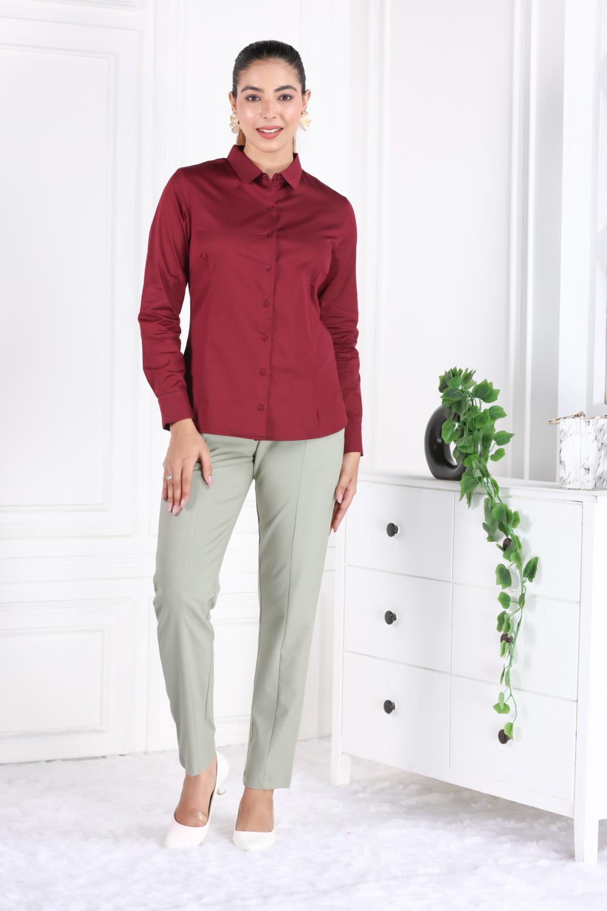 Wine Cotton Shirt - Cotton shirt