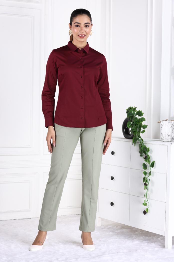 Wine Cotton Shirt - Cotton shirt