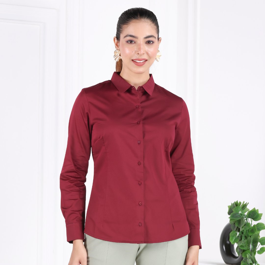 Wine Cotton Shirt - Cotton shirt