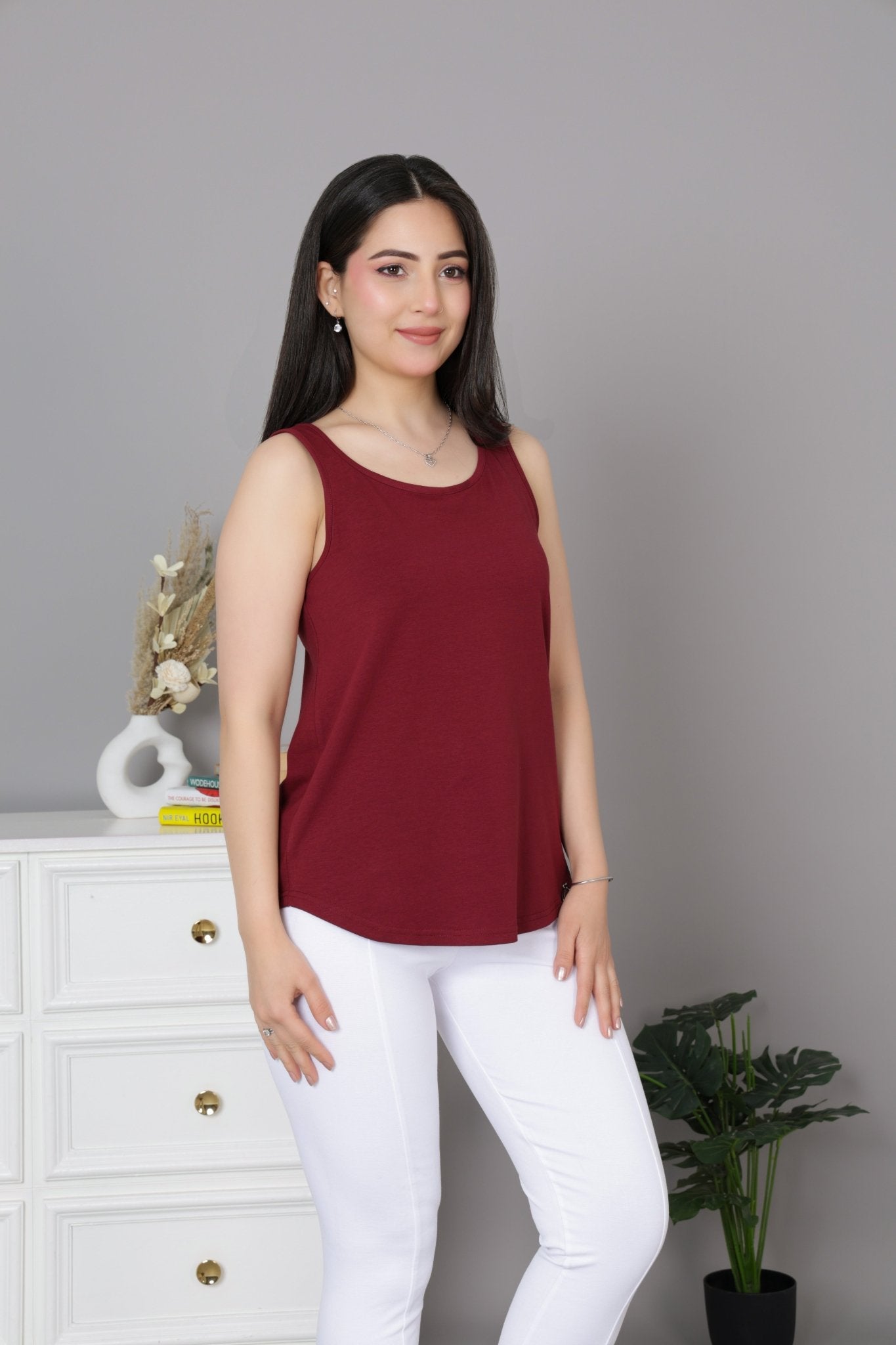 Wine Cotton vest [100% Cotton spandex] - Cotton vest