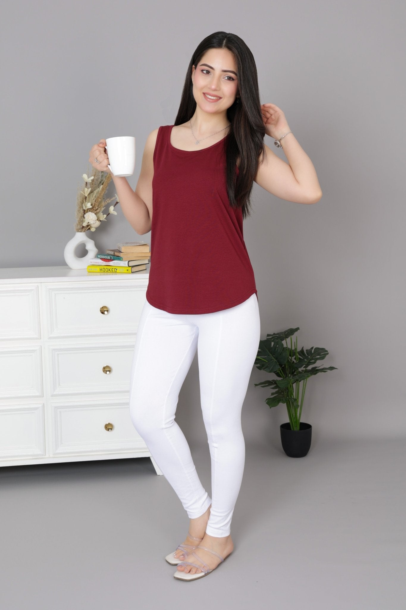 Wine Cotton vest [100% Cotton spandex] - Cotton vest