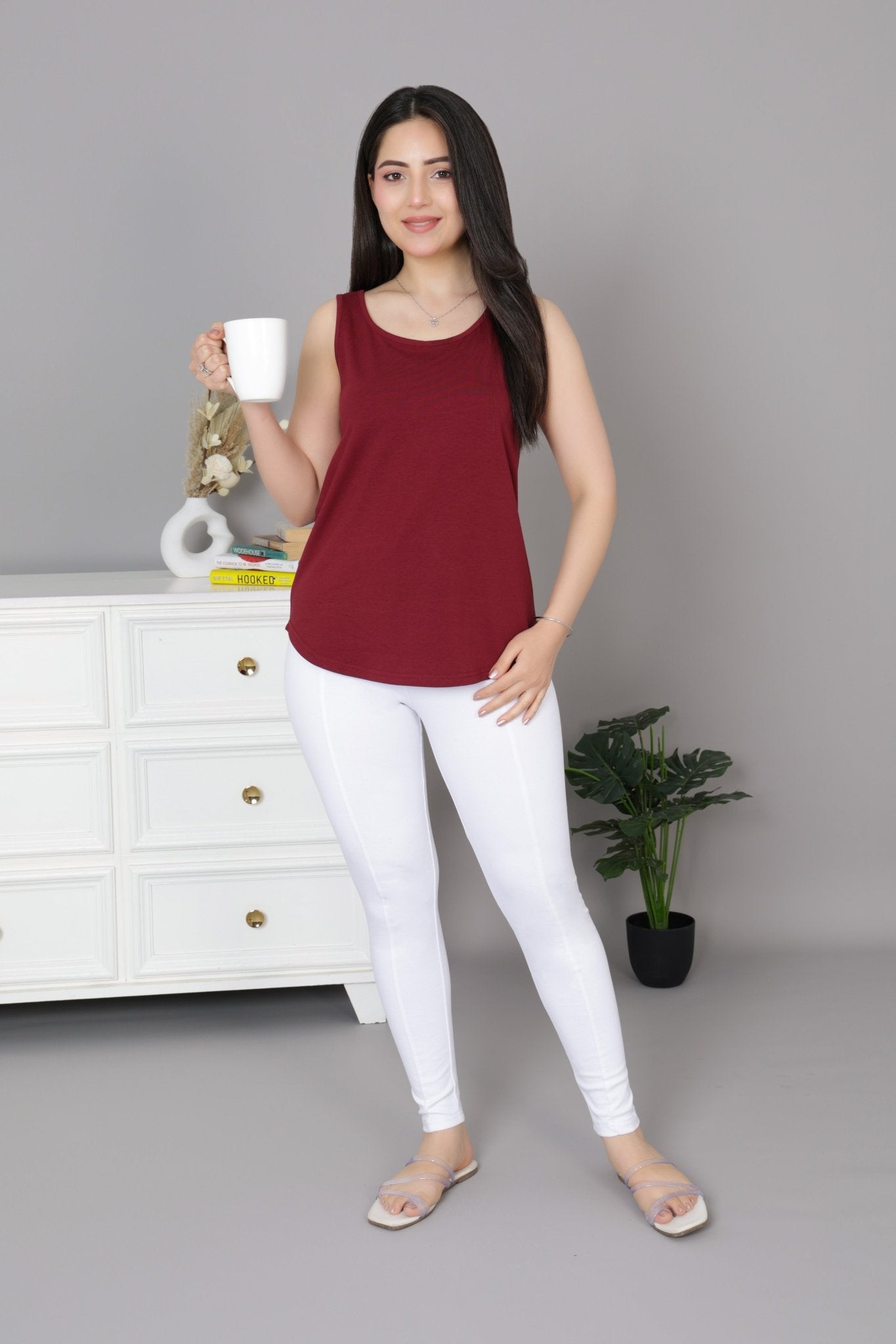 Wine Cotton vest [100% Cotton spandex] - Cotton vest