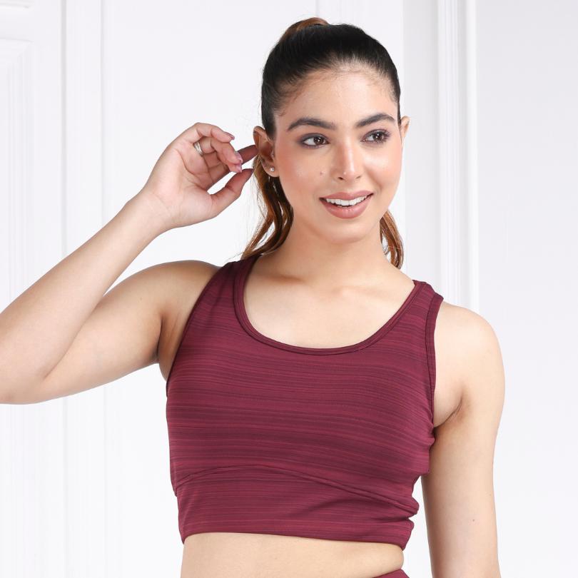 Wine Melange All Day Mid Impact Luxury Active Bra - Active bra