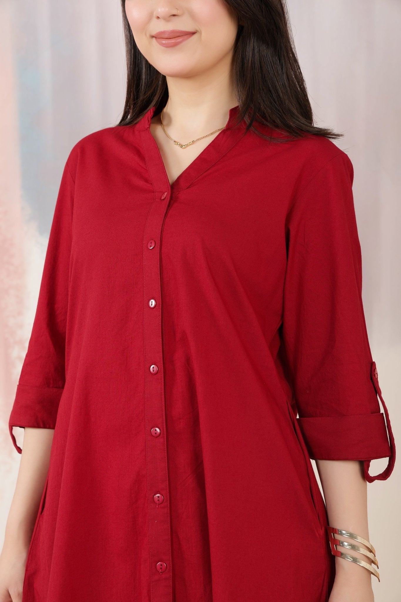 Wine Planket A Line Kurta [100% pure cotton] -planket a line kurta