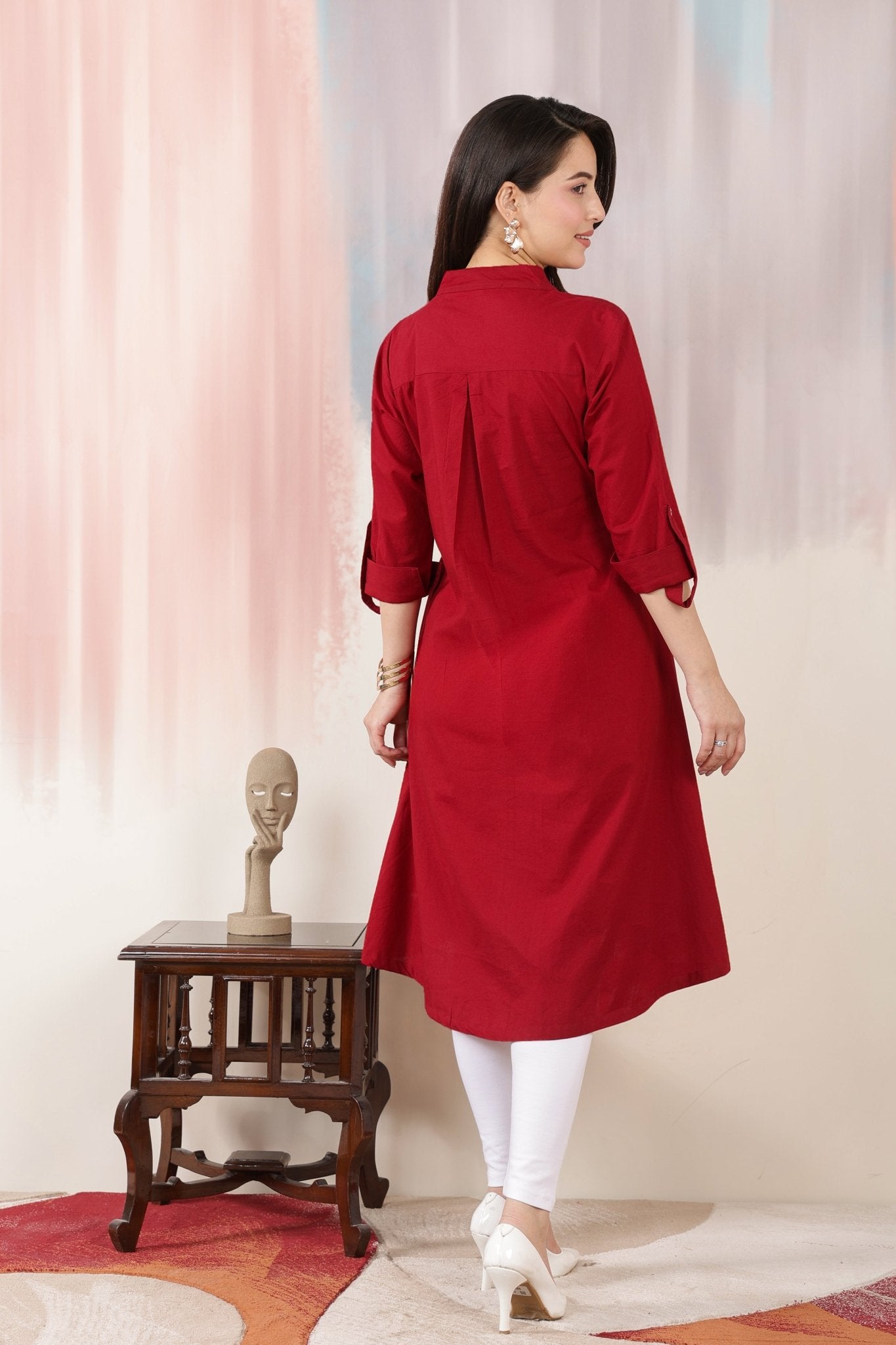 Wine Planket A Line Kurta [100% pure cotton] -planket a line kurta