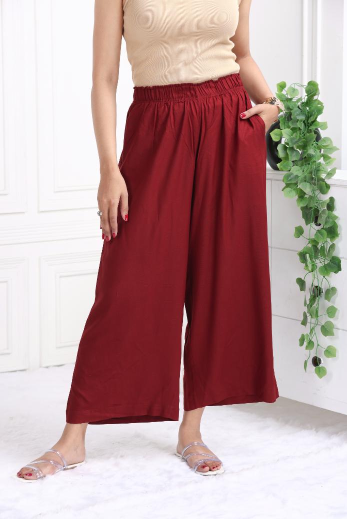 Wine rayon palazzo [ 100% Rayon, Liva Certified ] - Palazzo