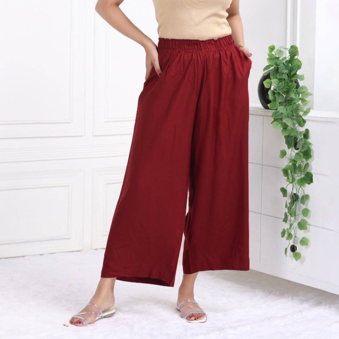 Wine rayon palazzo [ 100% Rayon, Liva Certified ] - Palazzo