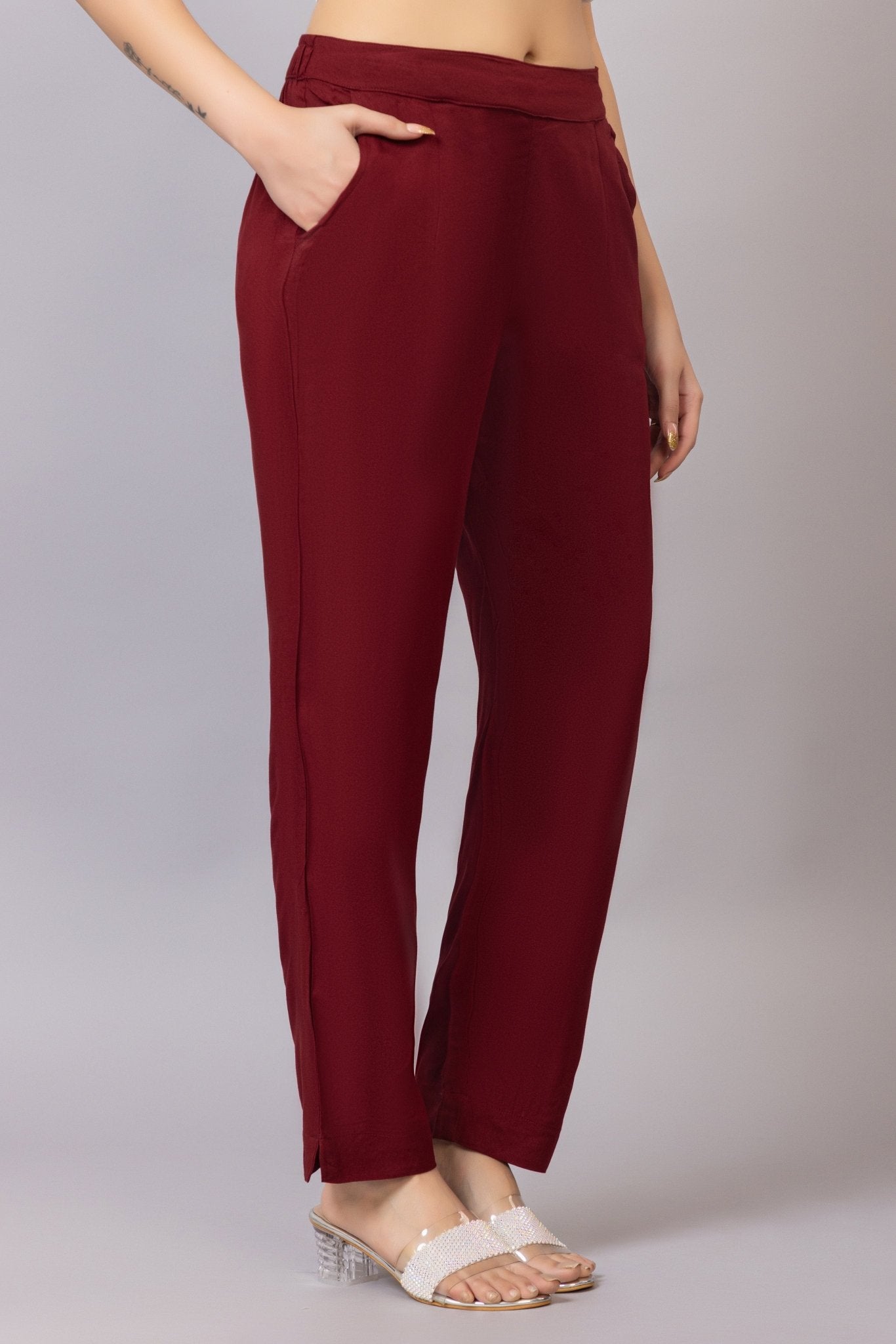 Wine rayon pant [ 100% Rayon, Liva Certified ] - Rayon pants