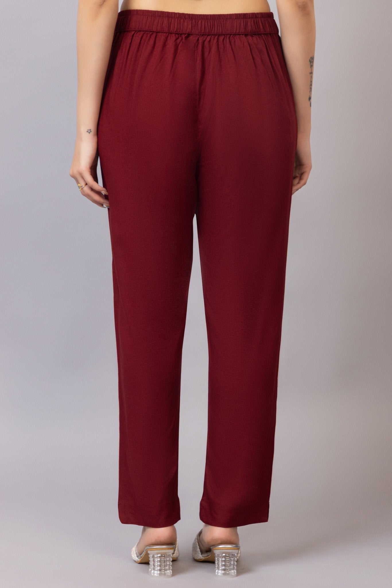 Wine rayon pant [ 100% Rayon, Liva Certified ] - Rayon pants