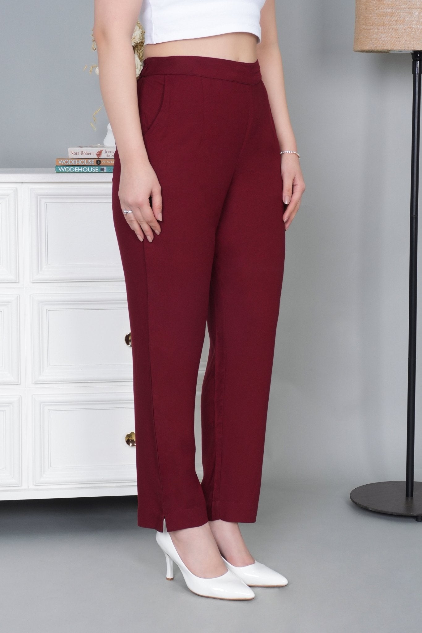 Wine rayon pant [ 100% Rayon, Liva Certified ] - Rayon pants