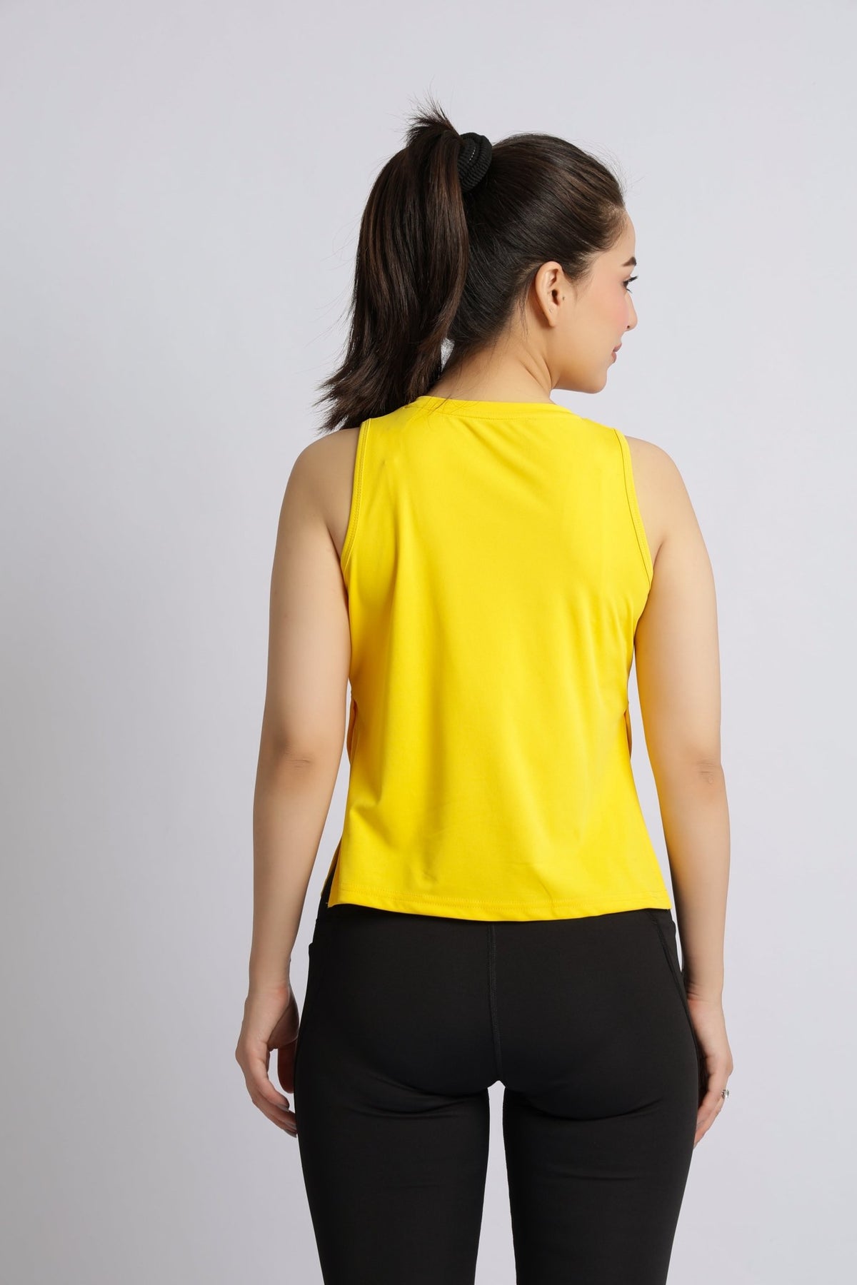 Yellow active crop slit vest -Active crop slit vest