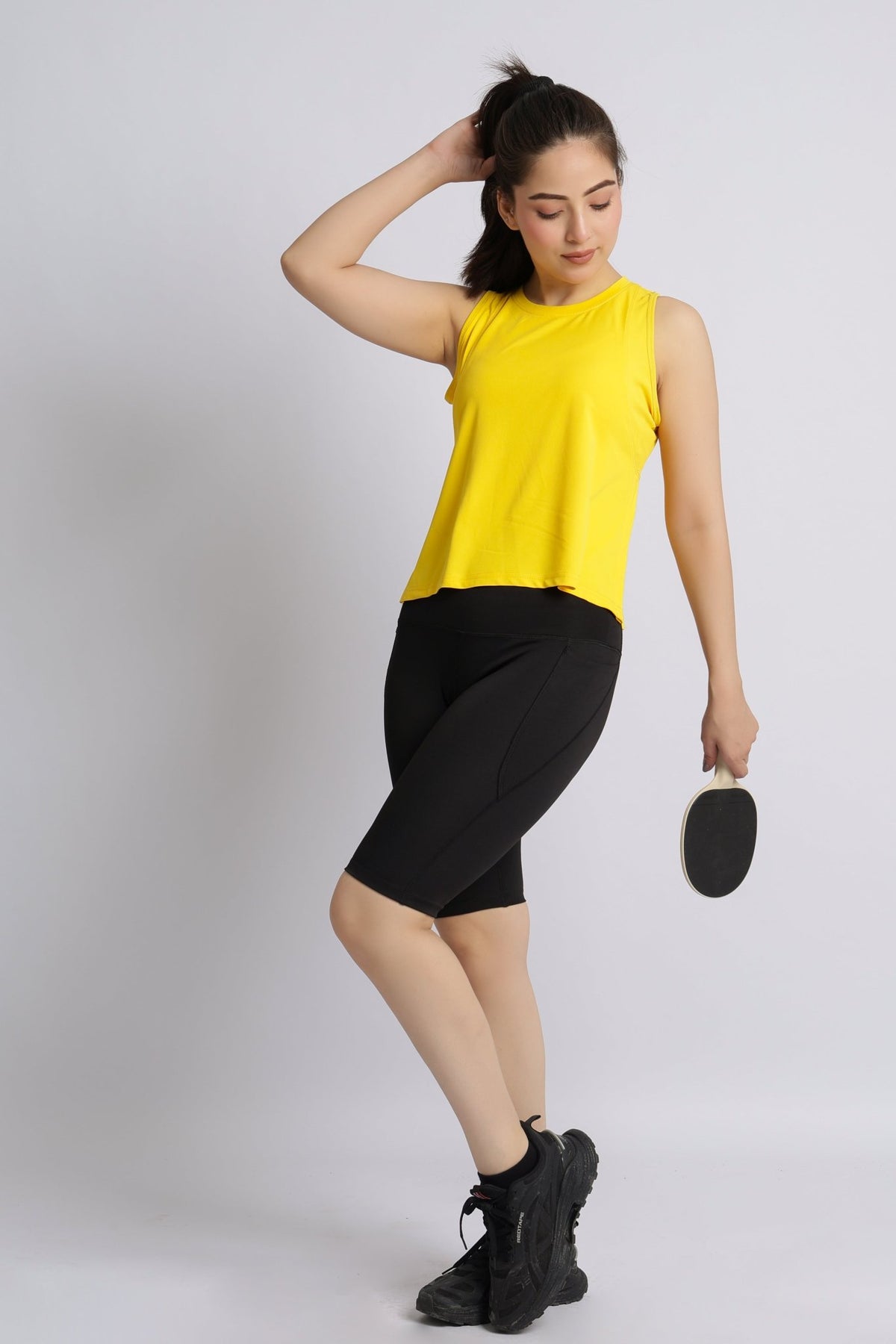 Yellow active crop slit vest -Active crop slit vest