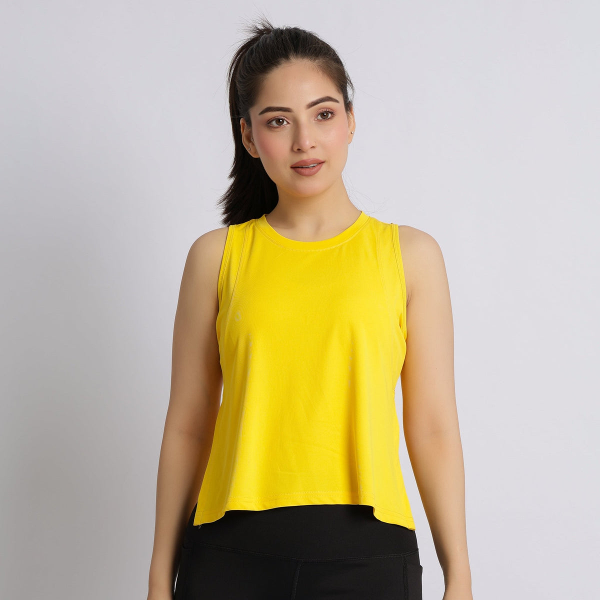 Yellow active crop slit vest -Active crop slit vest