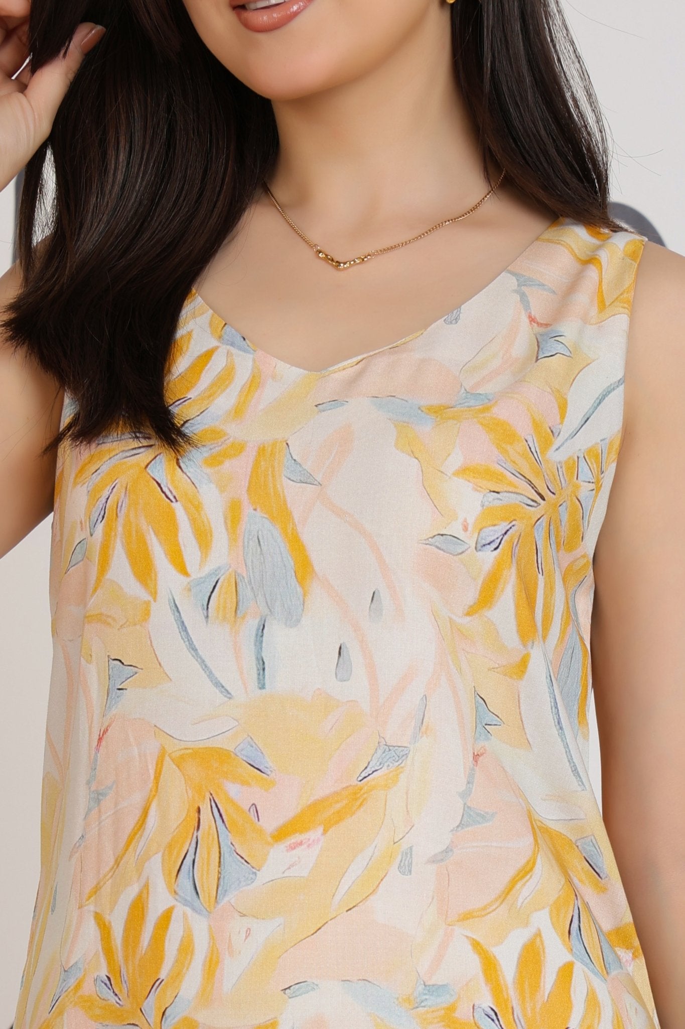 Yellow Cotton A Line Printed Dress [100% pure rayon] -Cotton midi dress