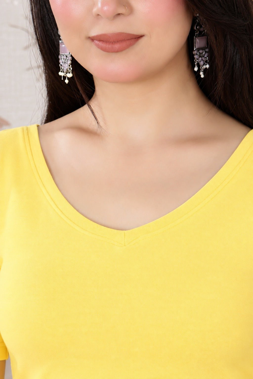 Yellow Rib Blouse [ 100% USA HQ Cotton, 280 GSM non transparent fabric ] -Rib blouse